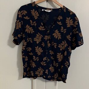 EUC bridge & burn button front blouse